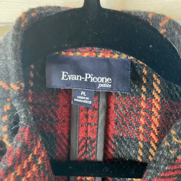 Evan-Picone Red plaid belted jacket size Petite Large - Picture 7 of 8